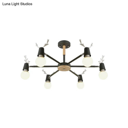 DecorBites™ DecorBites™ Kids' Bedroom Semi Flush Ceiling Light with Modern Antler Decoration