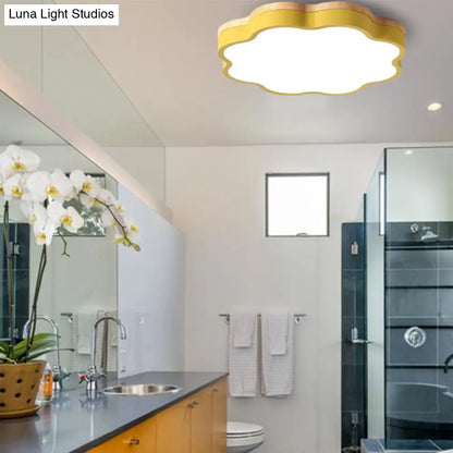 DecorBites™ DecorBites™ Kids Bedroom Wood LED Flush Mount Ceiling Light with Floral Shade