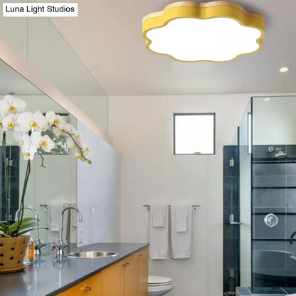 DecorBites™ DecorBites™ Kids Bedroom Wood LED Flush Mount Ceiling Light with Floral Shade