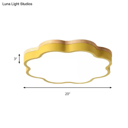 DecorBites™ DecorBites™ Kids Bedroom Wood LED Flush Mount Ceiling Light with Floral Shade