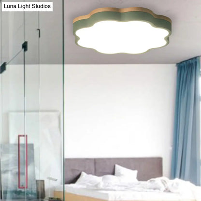 DecorBites™ DecorBites™ Kids Bedroom Wood LED Flush Mount Ceiling Light with Floral Shade