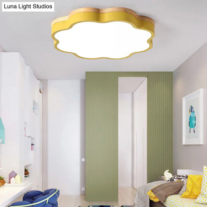 DecorBites™ DecorBites™ Kids Bedroom Wood LED Flush Mount Ceiling Light with Floral Shade