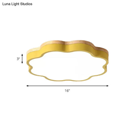 DecorBites™ DecorBites™ Kids Bedroom Wood LED Flush Mount Ceiling Light with Floral Shade