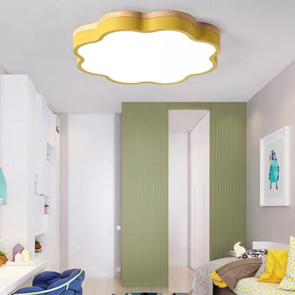DecorBites™ DecorBites™ Kids Bedroom Wood LED Flush Mount Ceiling Light with Floral Shade