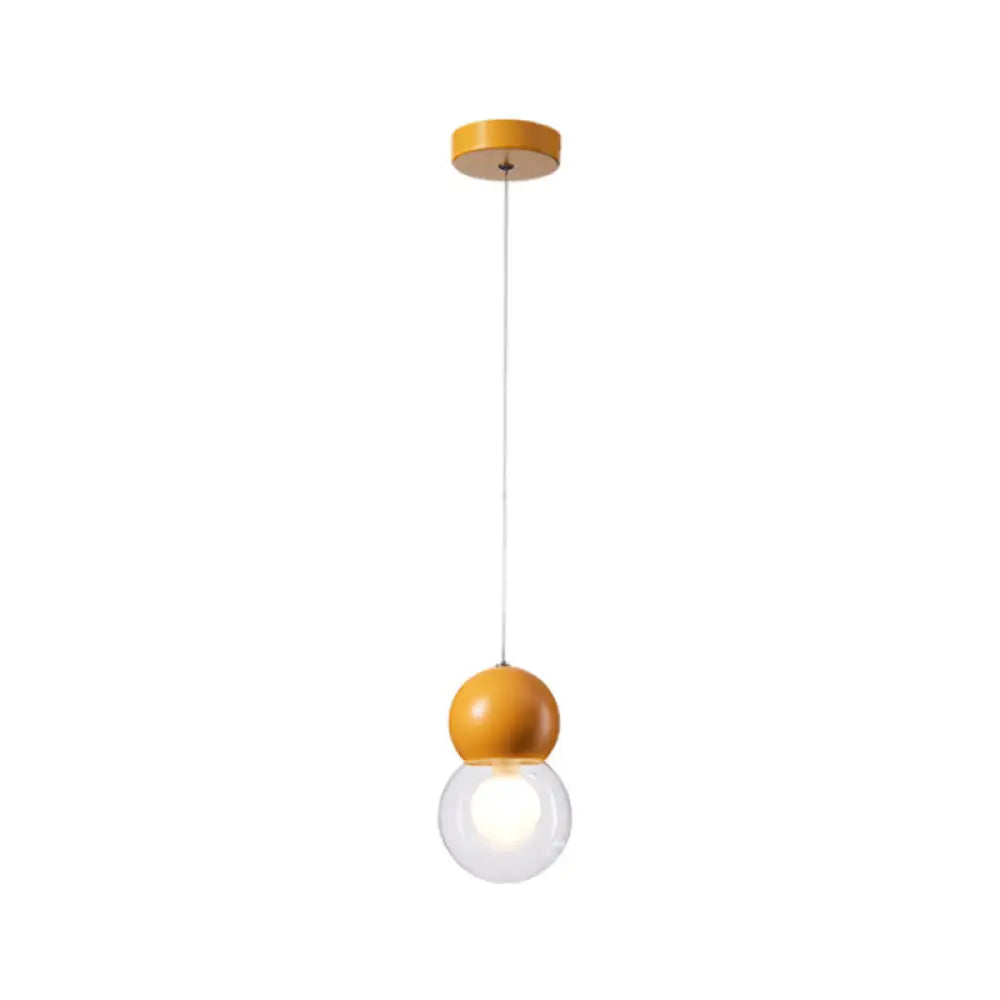 DecorBites™ Kids Bedside Pendulum Light - Gourd Shape, Milky Glass, Macaron Ceiling Pendant - Pink/Yellow/Blue