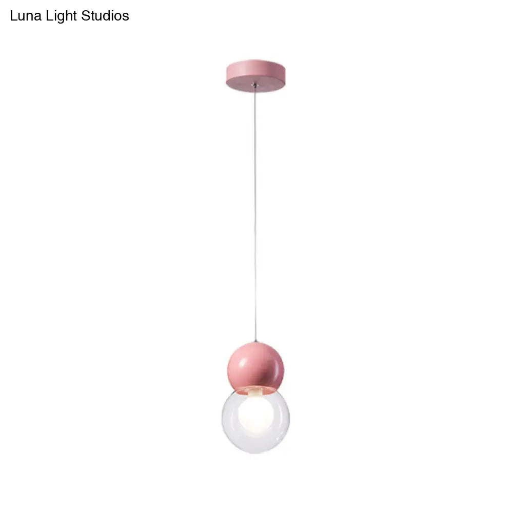 DecorBites™ Kids Bedside Pendulum Light - Gourd Shape, Milky Glass, Macaron Ceiling Pendant - Pink/Yellow/Blue