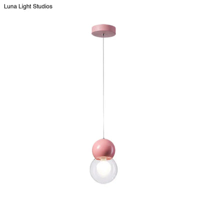 DecorBites™ Kids Bedside Pendulum Light - Gourd Shape, Milky Glass, Macaron Ceiling Pendant - Pink/Yellow/Blue
