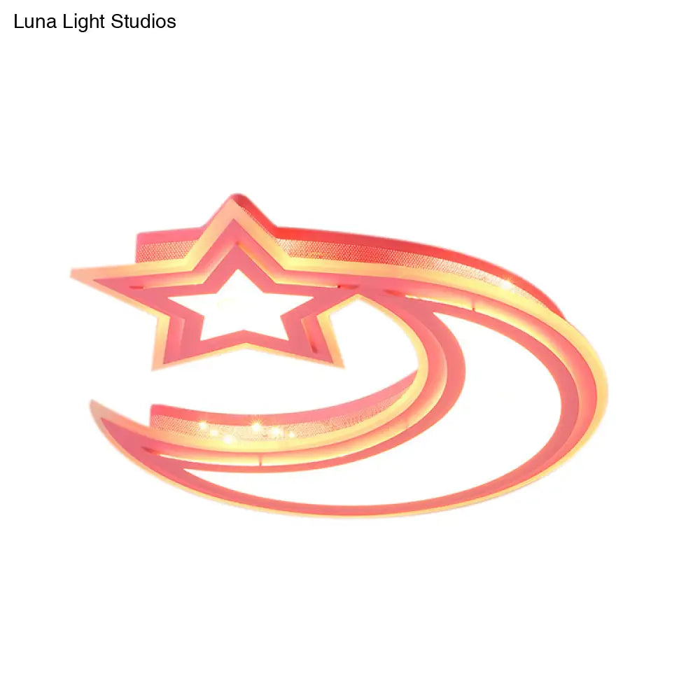 DecorBites™ DecorBites™ Kids' Cartoon Acrylic LED Flush Ceiling Light - Crescent and Star Design for Bedroom