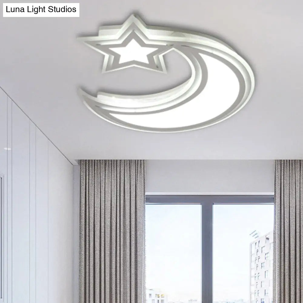 DecorBites™ DecorBites™ Kids' Cartoon Acrylic LED Flush Ceiling Light - Crescent and Star Design for Bedroom
