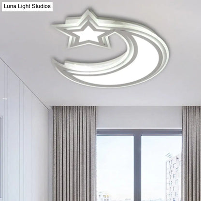 DecorBites™ DecorBites™ Kids' Cartoon Acrylic LED Flush Ceiling Light - Crescent and Star Design for Bedroom