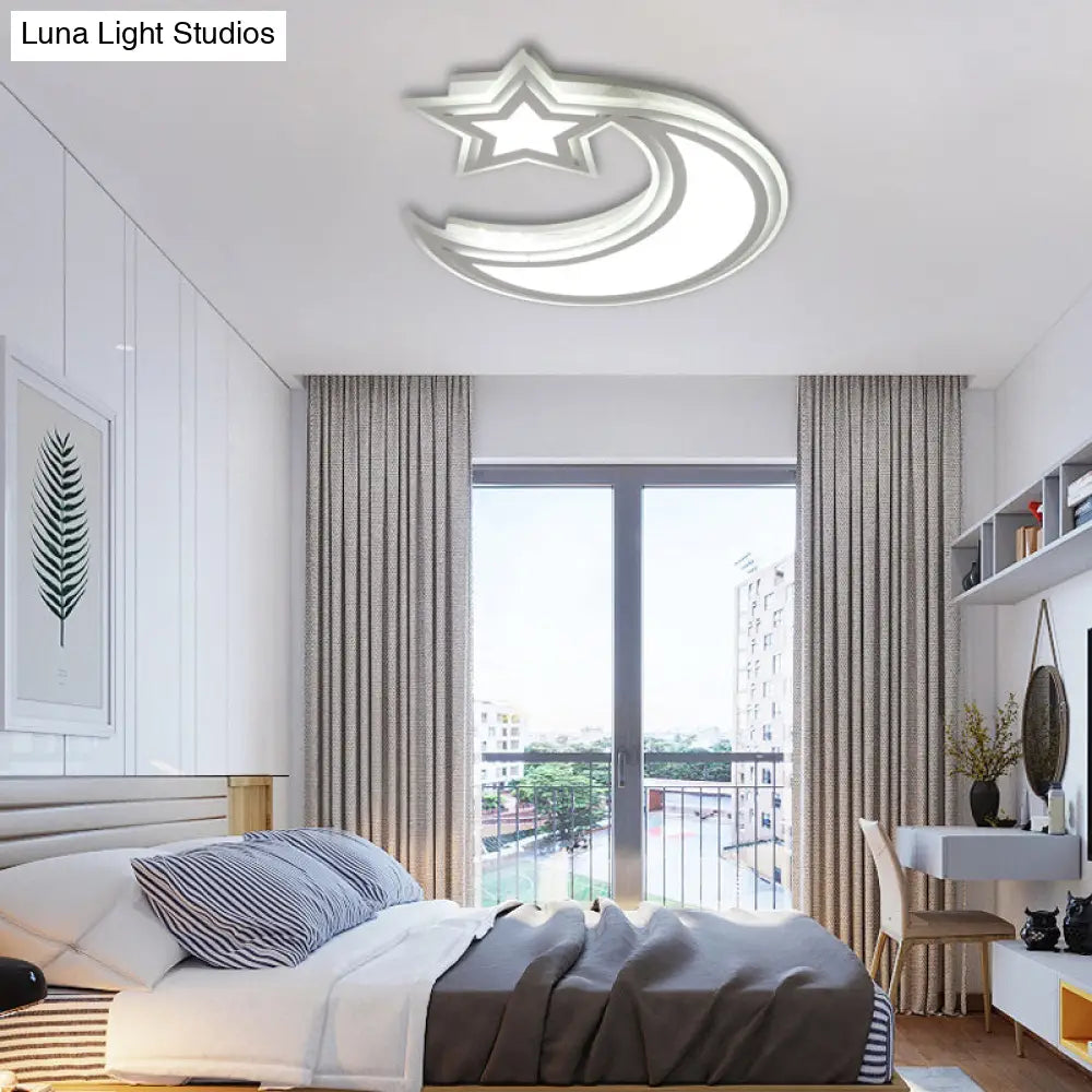 DecorBites™ DecorBites™ Kids' Cartoon Acrylic LED Flush Ceiling Light - Crescent and Star Design for Bedroom
