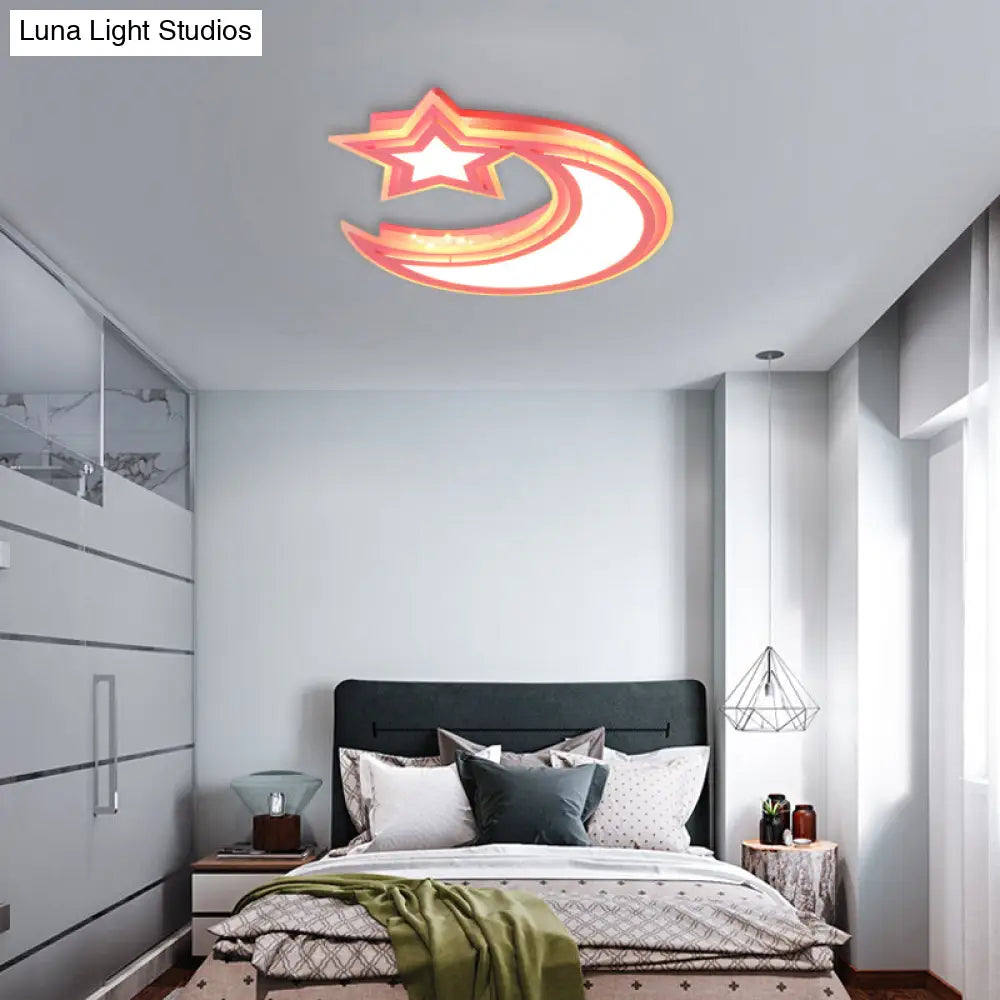 DecorBites™ DecorBites™ Kids' Cartoon Acrylic LED Flush Ceiling Light - Crescent and Star Design for Bedroom