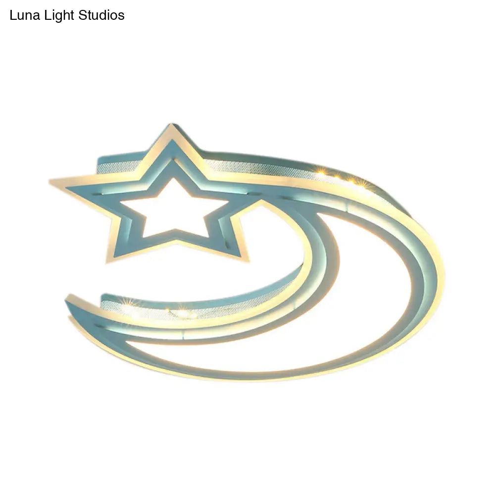 DecorBites™ DecorBites™ Kids' Cartoon Acrylic LED Flush Ceiling Light - Crescent and Star Design for Bedroom