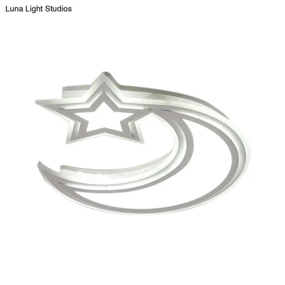 DecorBites™ DecorBites™ Kids' Cartoon Acrylic LED Flush Ceiling Light - Crescent and Star Design for Bedroom
