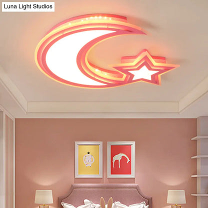 DecorBites™ DecorBites™ Kids' Cartoon Acrylic LED Flush Ceiling Light - Crescent and Star Design for Bedroom