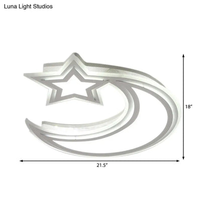 DecorBites™ DecorBites™ Kids' Cartoon Acrylic LED Flush Ceiling Light - Crescent and Star Design for Bedroom