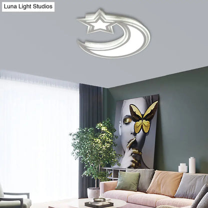 DecorBites™ DecorBites™ Kids' Cartoon Acrylic LED Flush Ceiling Light - Crescent and Star Design for Bedroom