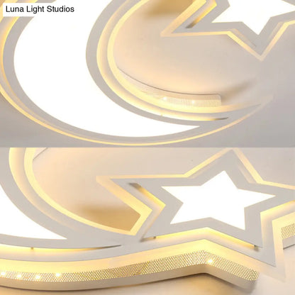 DecorBites™ DecorBites™ Kids' Cartoon Acrylic LED Flush Ceiling Light - Crescent and Star Design for Bedroom