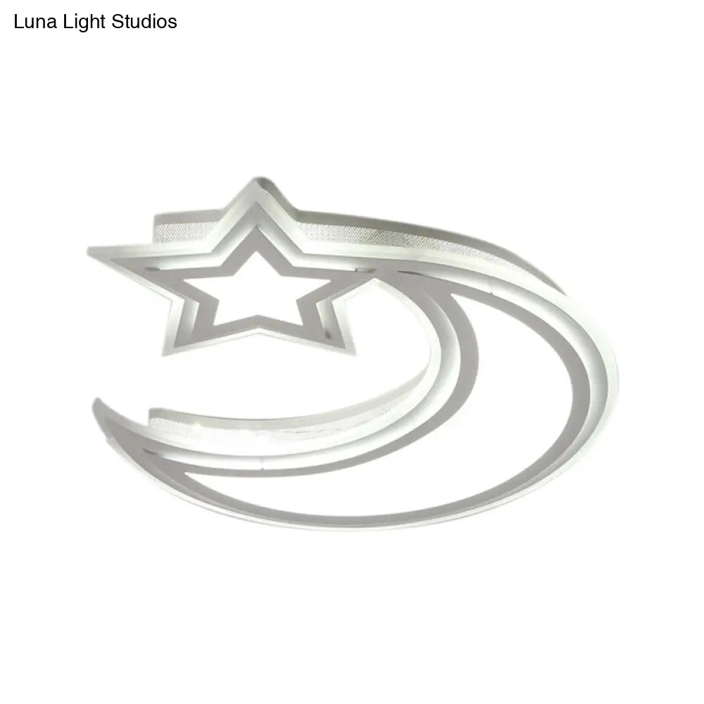 DecorBites™ DecorBites™ Kids' Cartoon Acrylic LED Flush Ceiling Light - Crescent and Star Design for Bedroom