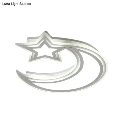 DecorBites™ DecorBites™ Kids' Cartoon Acrylic LED Flush Ceiling Light - Crescent and Star Design for Bedroom