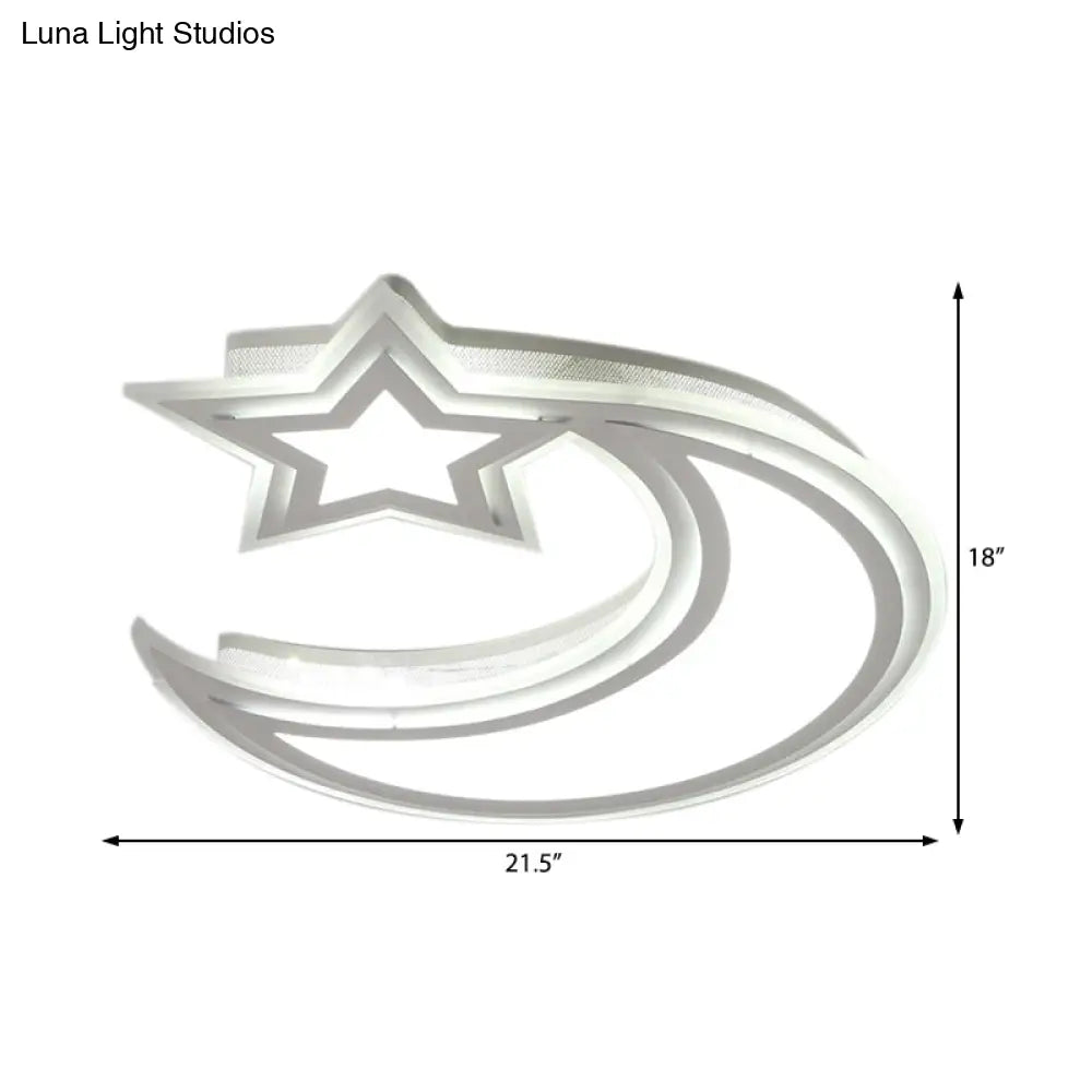 DecorBites™ DecorBites™ Kids' Cartoon Acrylic LED Flush Ceiling Light - Crescent and Star Design for Bedroom