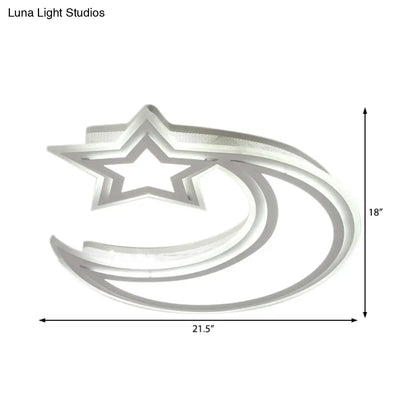 DecorBites™ DecorBites™ Kids' Cartoon Acrylic LED Flush Ceiling Light - Crescent and Star Design for Bedroom