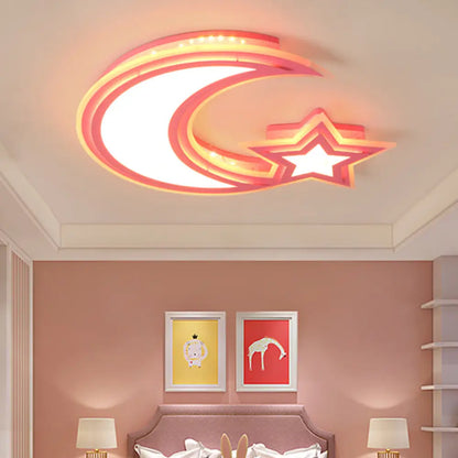 DecorBites™ DecorBites™ Kids' Cartoon Acrylic LED Flush Ceiling Light - Crescent and Star Design for Bedroom