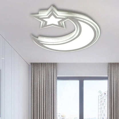 DecorBites™ DecorBites™ Kids' Cartoon Acrylic LED Flush Ceiling Light - Crescent and Star Design for Bedroom