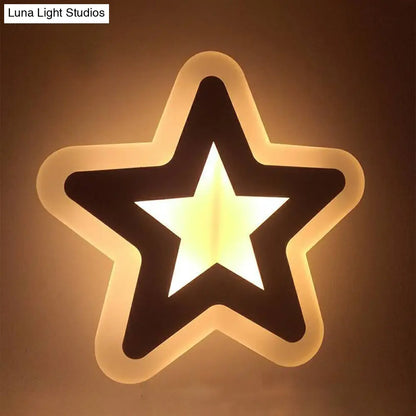 DecorBites™ Kids' Cartoon Apple/Leaf/Cat LED Flush Mount Wall Sconce - Small Acrylic Wall Light for Children's Bedroom in White