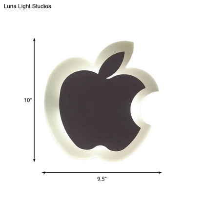 DecorBites™ Kids' Cartoon Apple/Leaf/Cat LED Flush Mount Wall Sconce - Small Acrylic Wall Light for Children's Bedroom in White