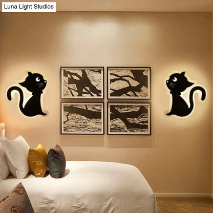 DecorBites™ Kids' Cartoon Apple/Leaf/Cat LED Flush Mount Wall Sconce - Small Acrylic Wall Light for Children's Bedroom in White
