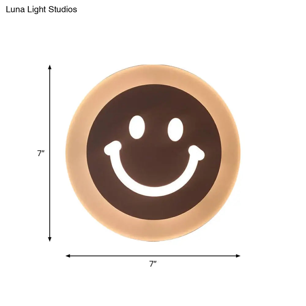 DecorBites™ Kids' Cartoon Apple/Leaf/Cat LED Flush Mount Wall Sconce - Small Acrylic Wall Light for Children's Bedroom in White