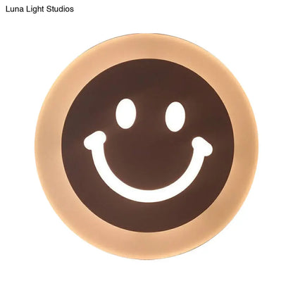 DecorBites™ Kids' Cartoon Apple/Leaf/Cat LED Flush Mount Wall Sconce - Small Acrylic Wall Light for Children's Bedroom in White