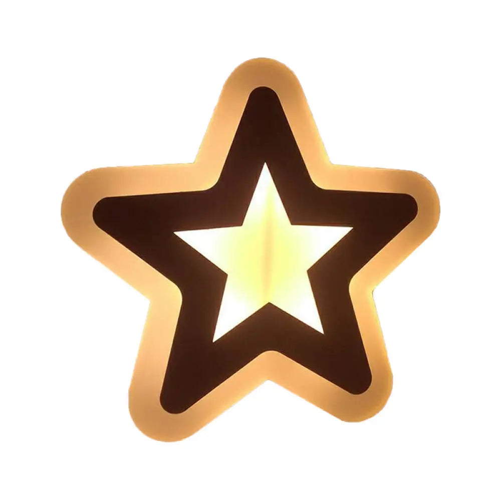 DecorBites™ Kids' Cartoon Apple/Leaf/Cat LED Flush Mount Wall Sconce - Small Acrylic Wall Light for Children's Bedroom in White