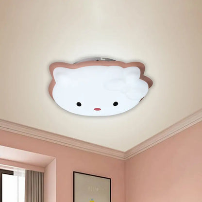 DecorBites™ DecorBites™ Kids' Cartoon Cat LED Flush Mount Light Fixture for Pink/Blue Bedroom Décor