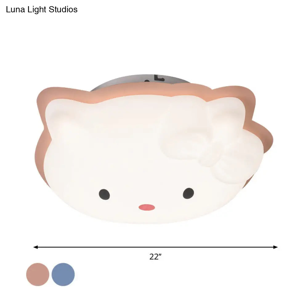 DecorBites™ DecorBites™ Kids' Cartoon Cat LED Flush Mount Light Fixture for Pink/Blue Bedroom Décor