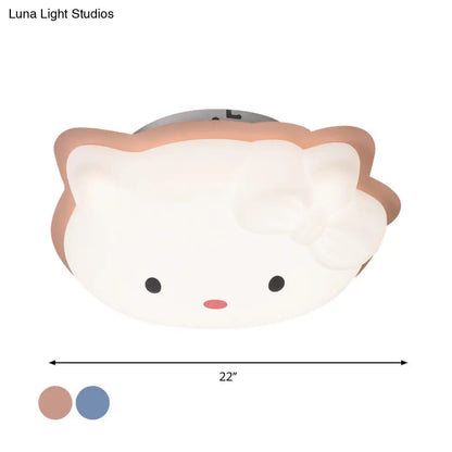 DecorBites™ DecorBites™ Kids' Cartoon Cat LED Flush Mount Light Fixture for Pink/Blue Bedroom Décor