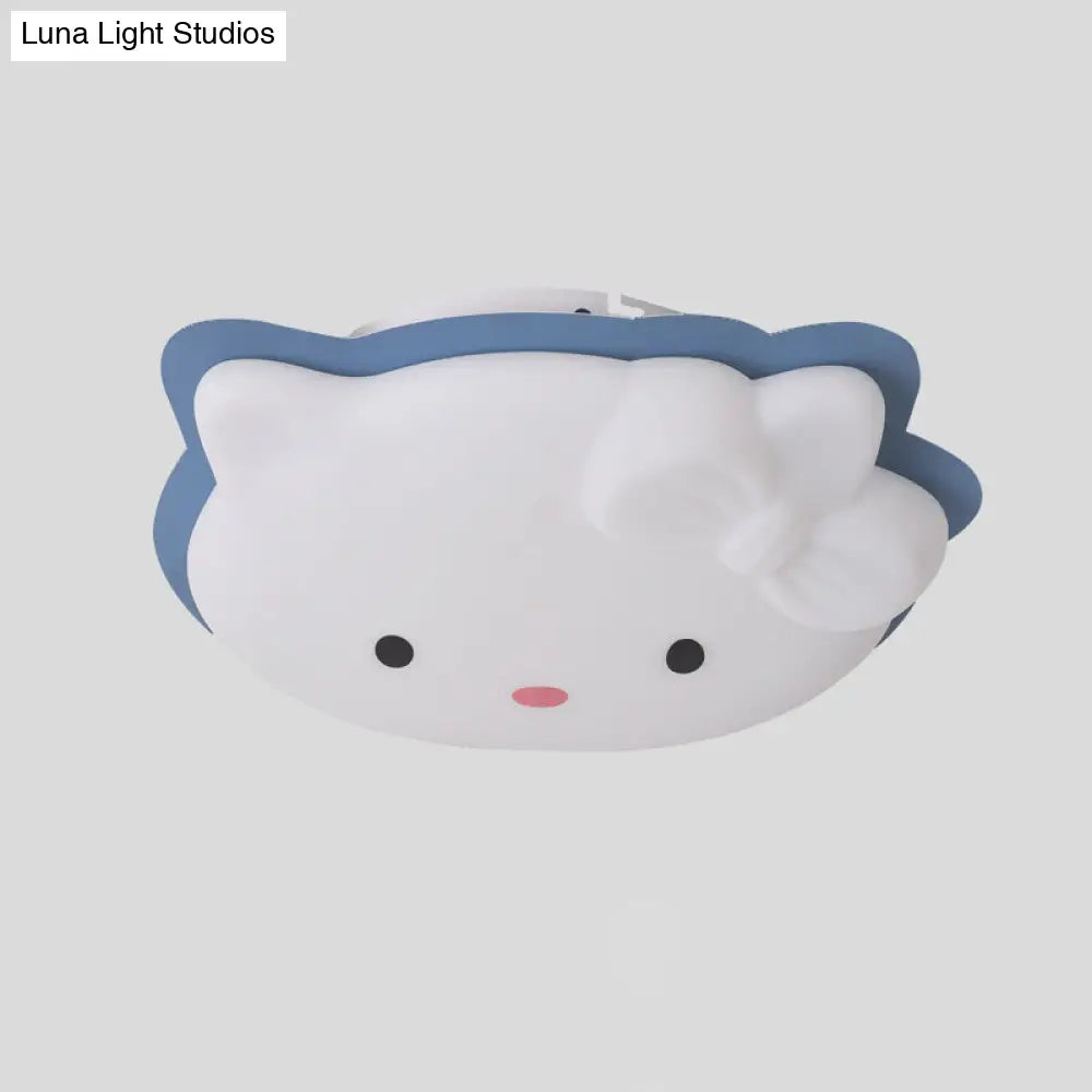 DecorBites™ DecorBites™ Kids' Cartoon Cat LED Flush Mount Light Fixture for Pink/Blue Bedroom Décor
