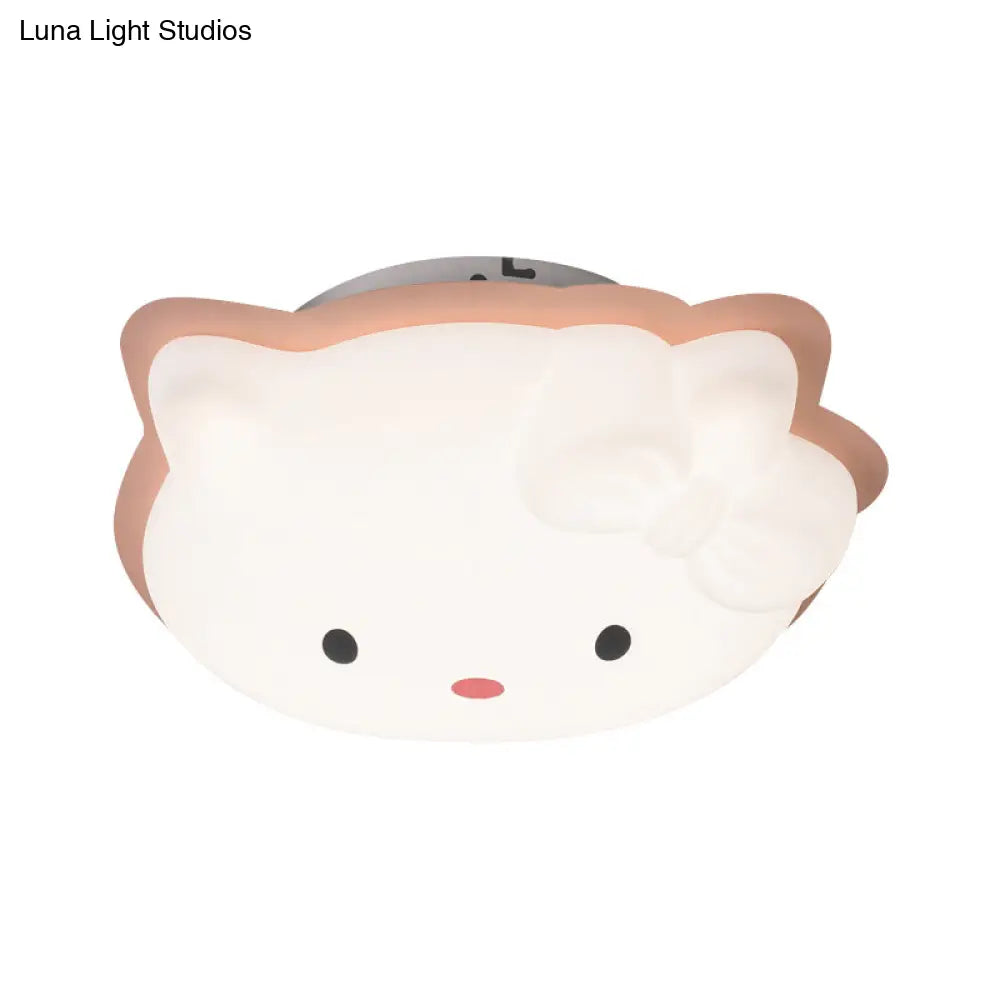 DecorBites™ DecorBites™ Kids' Cartoon Cat LED Flush Mount Light Fixture for Pink/Blue Bedroom Décor