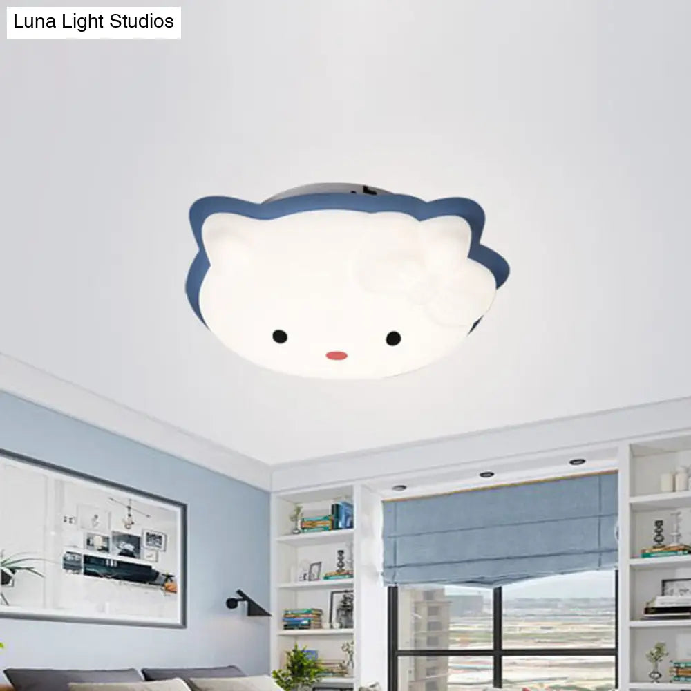 DecorBites™ DecorBites™ Kids' Cartoon Cat LED Flush Mount Light Fixture for Pink/Blue Bedroom Décor
