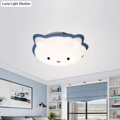 DecorBites™ DecorBites™ Kids' Cartoon Cat LED Flush Mount Light Fixture for Pink/Blue Bedroom Décor