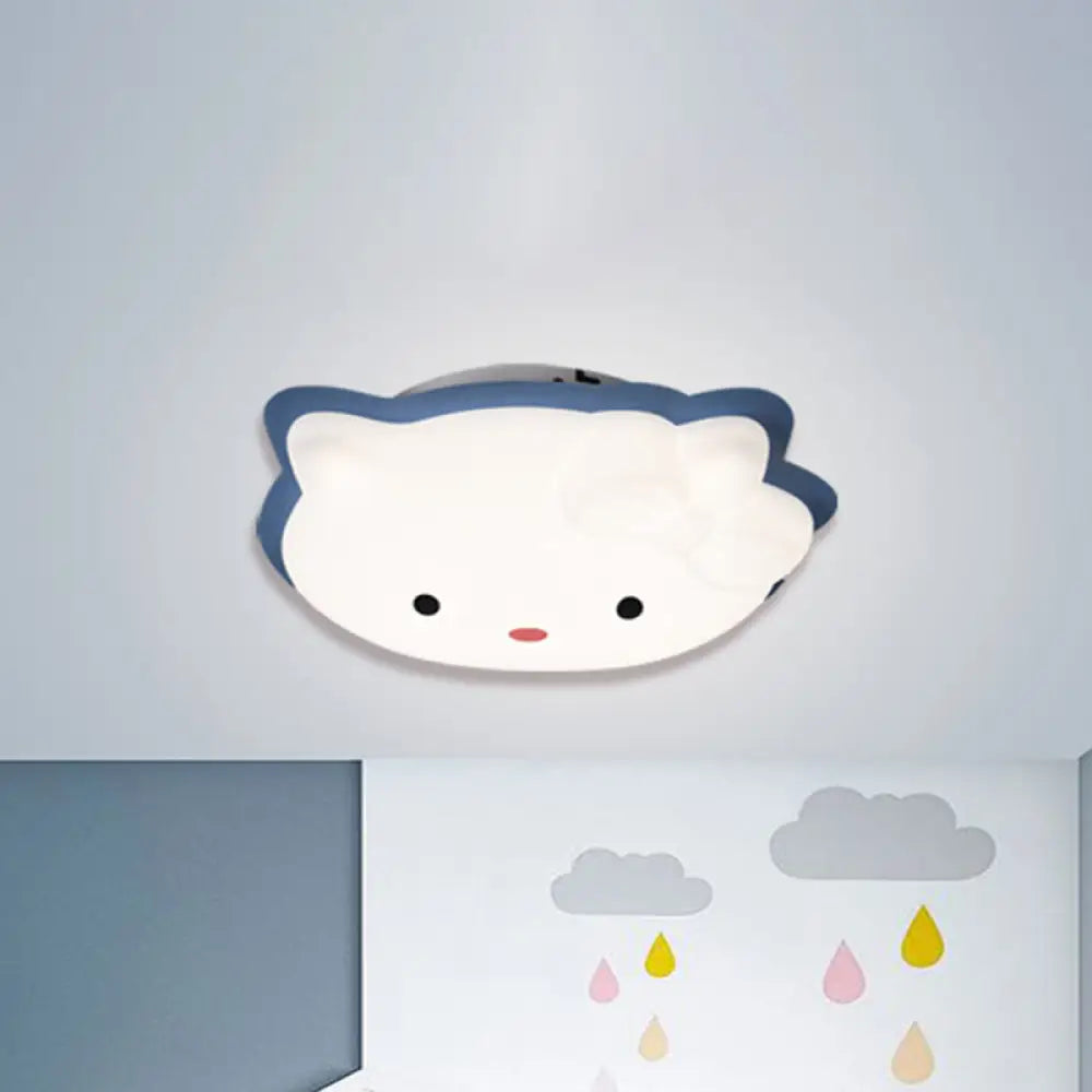 DecorBites™ DecorBites™ Kids' Cartoon Cat LED Flush Mount Light Fixture for Pink/Blue Bedroom Décor