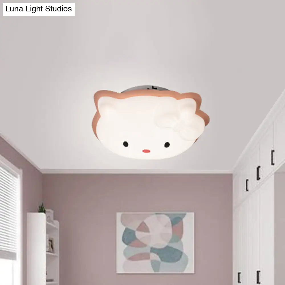 DecorBites™ DecorBites™ Kids' Cartoon Cat LED Flush Mount Light Fixture for Pink/Blue Bedroom Décor