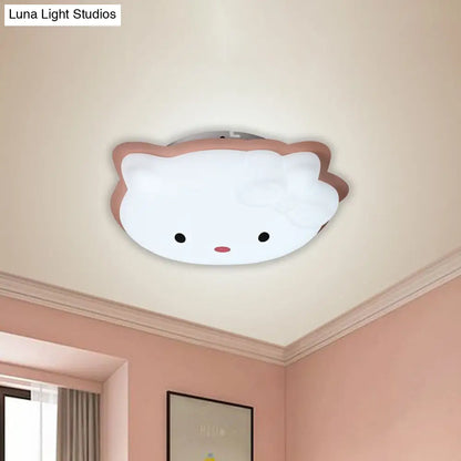 DecorBites™ DecorBites™ Kids' Cartoon Cat LED Flush Mount Light Fixture for Pink/Blue Bedroom Décor