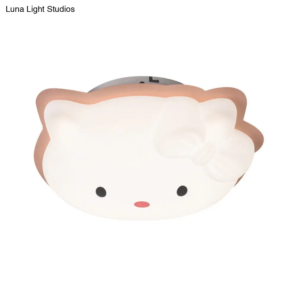 DecorBites™ DecorBites™ Kids' Cartoon Cat LED Flush Mount Light Fixture for Pink/Blue Bedroom Décor