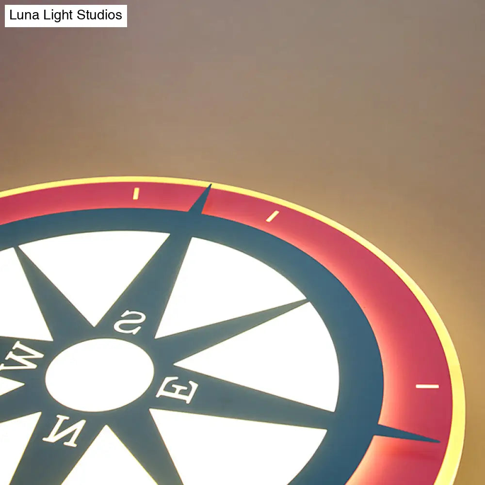 DecorBites™ DecorBites™ Kids Cartoon Compass LED Flush Mount Light: Red Acrylic Ceiling Lamp for Nurseries