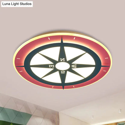DecorBites™ DecorBites™ Kids Cartoon Compass LED Flush Mount Light: Red Acrylic Ceiling Lamp for Nurseries