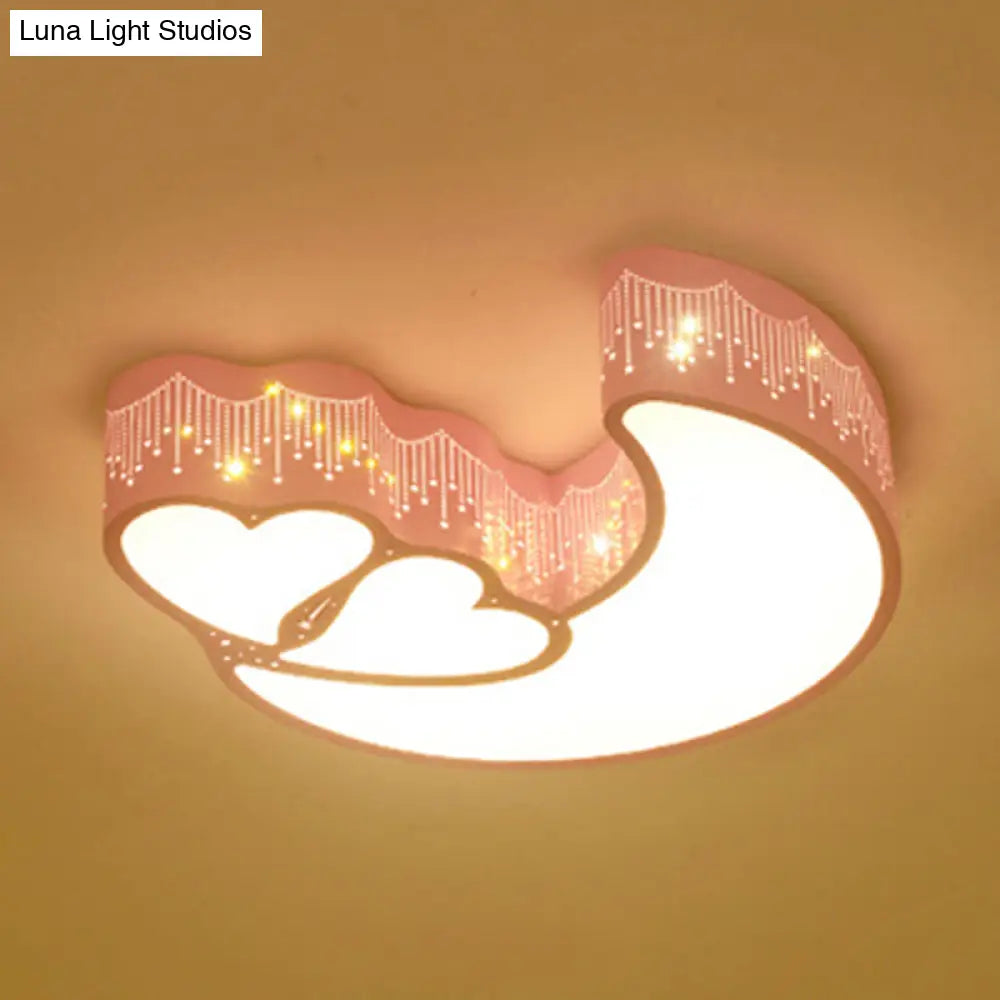 DecorBites™ DecorBites™ Kids Cartoon Moon Heart LED Ceiling Light - Metal Acrylic Mount for Bedroom