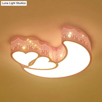 DecorBites™ DecorBites™ Kids Cartoon Moon Heart LED Ceiling Light - Metal Acrylic Mount for Bedroom