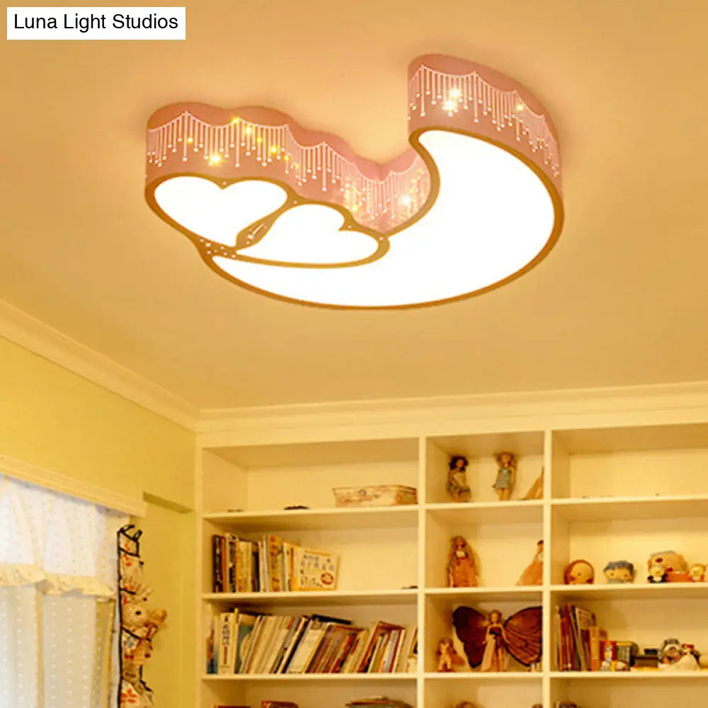 DecorBites™ DecorBites™ Kids Cartoon Moon Heart LED Ceiling Light - Metal Acrylic Mount for Bedroom